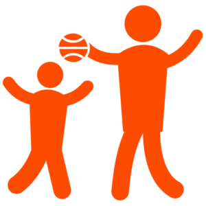 Un adulte et un enfant qui joue au ballon